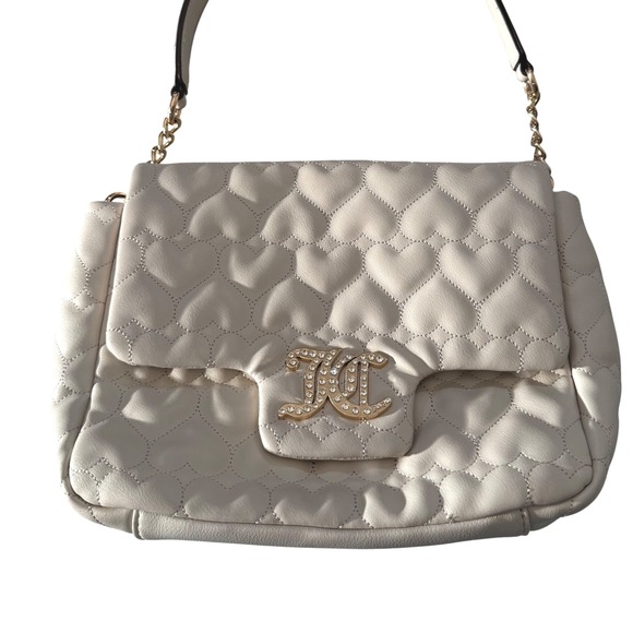 Juicy Couture Handbags - Juicy Couture Cream Off White Bling Shoulder Bag Crystal Logo‎ Quilted Purse